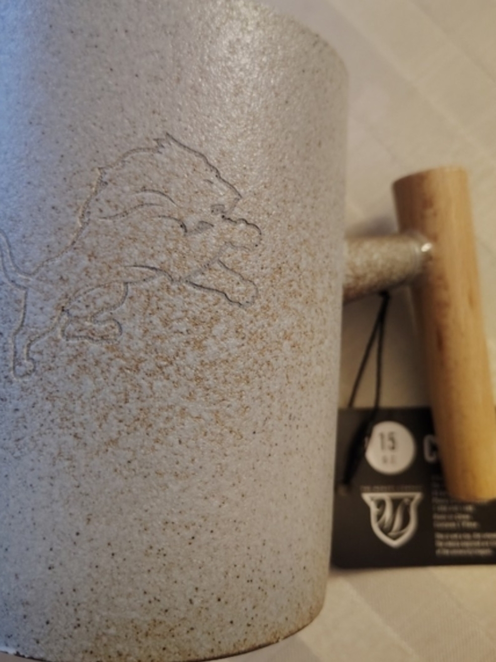 NFL Ceramic Mug with Wood Handle - Detroit Lions Stamp